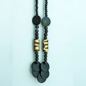 ✨HP HOST PICK✨ Black Tribal Cultural Zebra Print Wooden Necklace